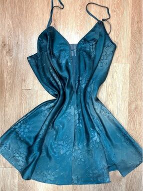 Vintage Victoria's Secret Blue Floral Slip Dress Size M #y2k